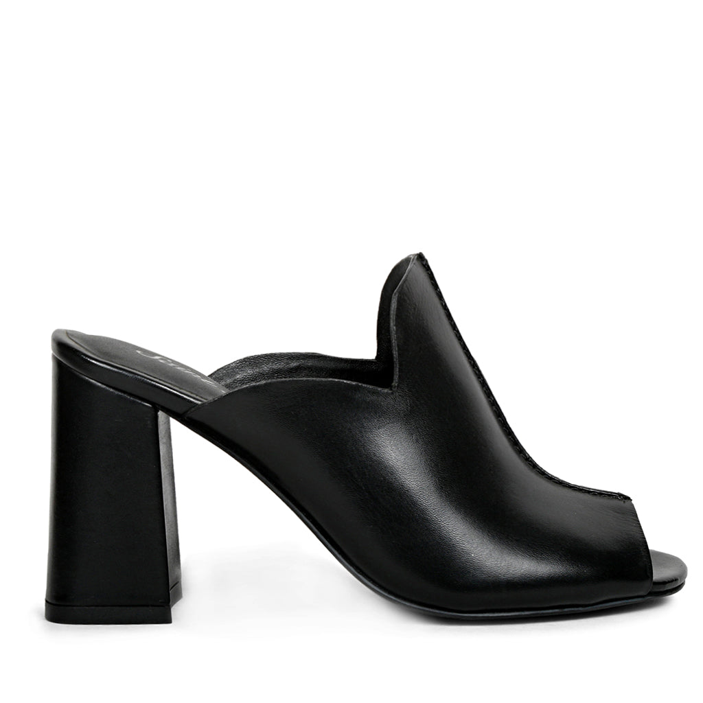 Black heeled outlet mules open toe