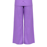 Saint Mathilde Womens Purple Solid Cotton Poplin Trouser