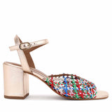 Saint Felicia Multi Woven Metallic Leather Block Heels