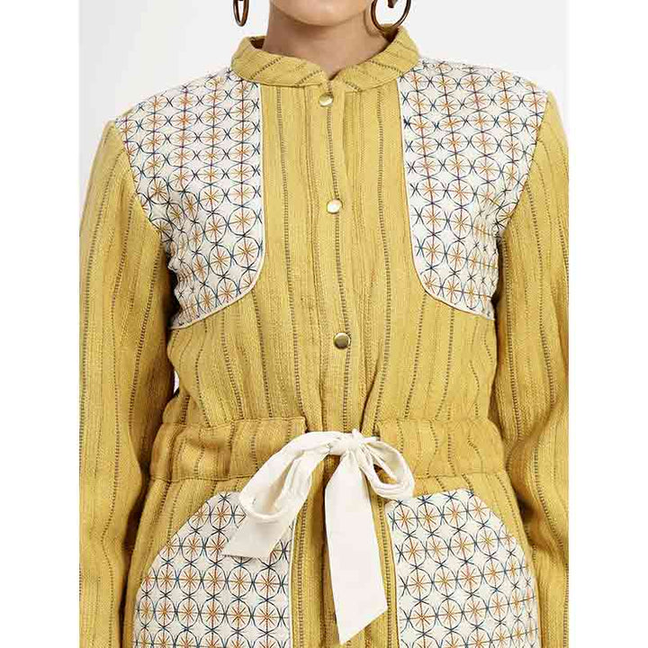 Saint Mazie Womens Yellow Cotton Yarn Dyed Slub Jacket