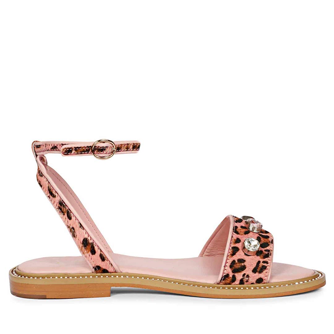 Saint Izola Stone Pink Leo Print Leather Sandals