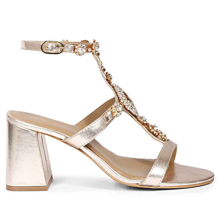 Saint Elettra Platin Leather Multi Stone Jewel Heels