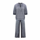 Saint Erin Womens Grey Chambray Vanessa Top and Pant Set