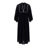 Saint Roxanne Womens Black Viscos Crepe Long  Dress