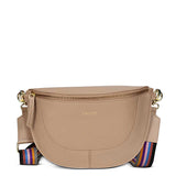 Favore Women Beige Leather Crossbody Fanny Bags