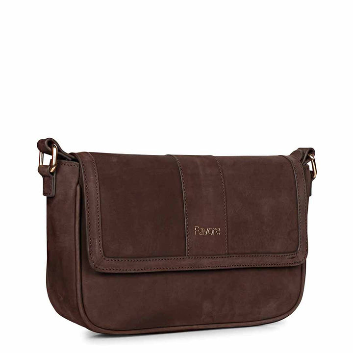 Favore Women Brown Leather Sling Bags