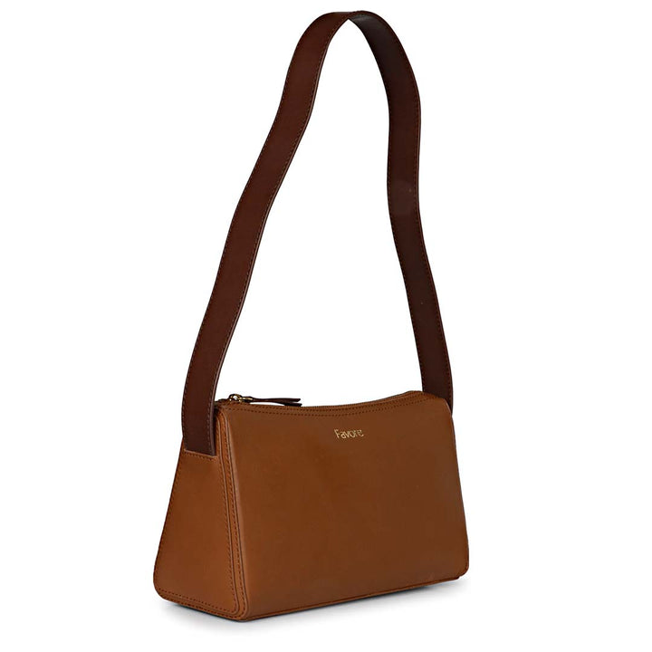 Favore Women Brown Leather Shoulder Bags