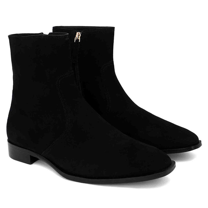 Saint Amorino Black Nubuck Leather Ankle Boots