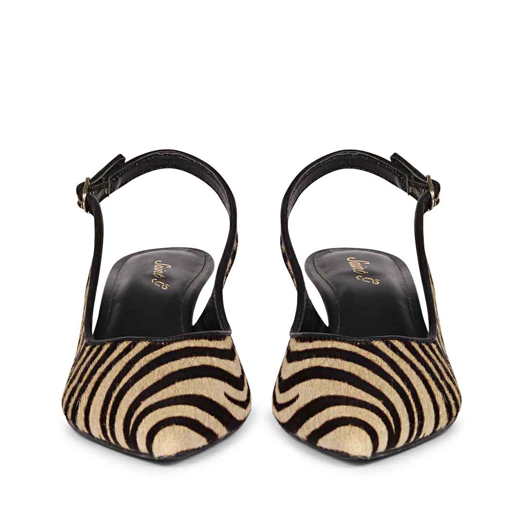 Saint Sloane Black & White Pony Zebra Print Leather Pumps