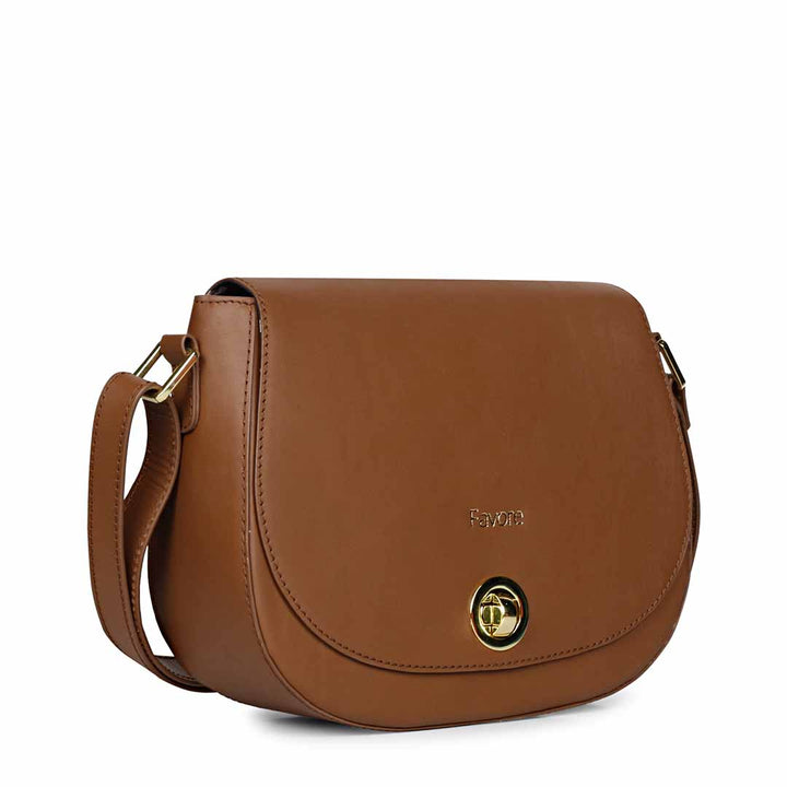 Favore Women Tan Leather Saddle Bags