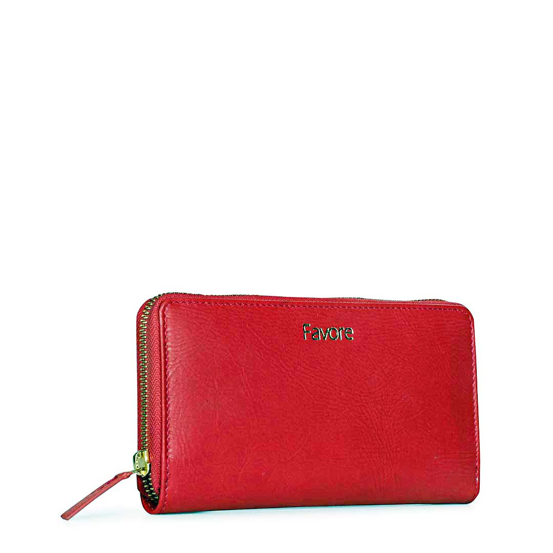 Favore Red Leather Purse Clutches