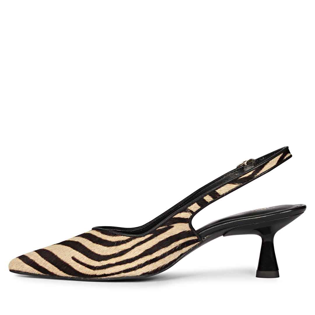 Saint Sloane Black & White Pony Zebra Print Leather Pumps