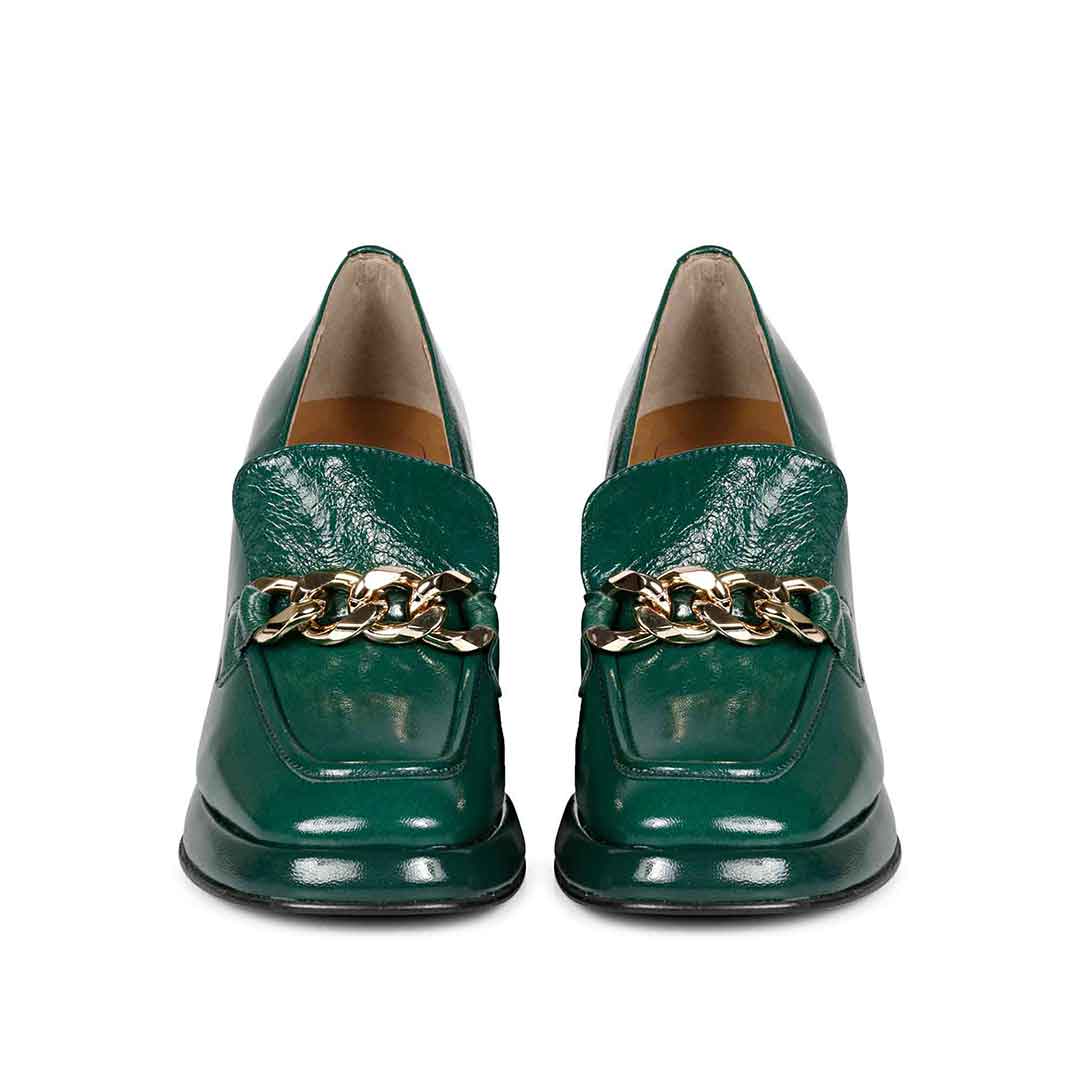 Saint Benoîte Green Patent Leather Handcrafted Moccasins