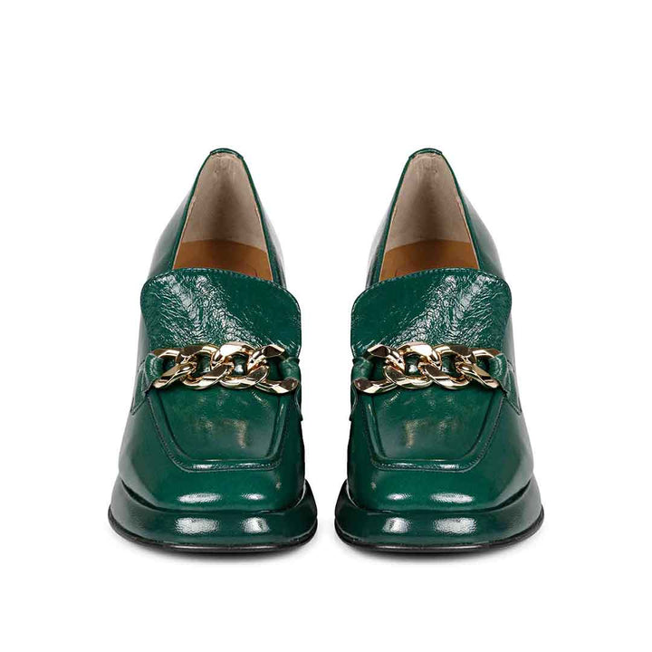 Saint Benoîte Green Patent Leather Handcrafted Moccasins