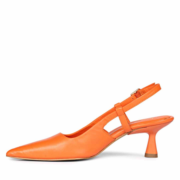 Saint Josie Orange Leather Pumps