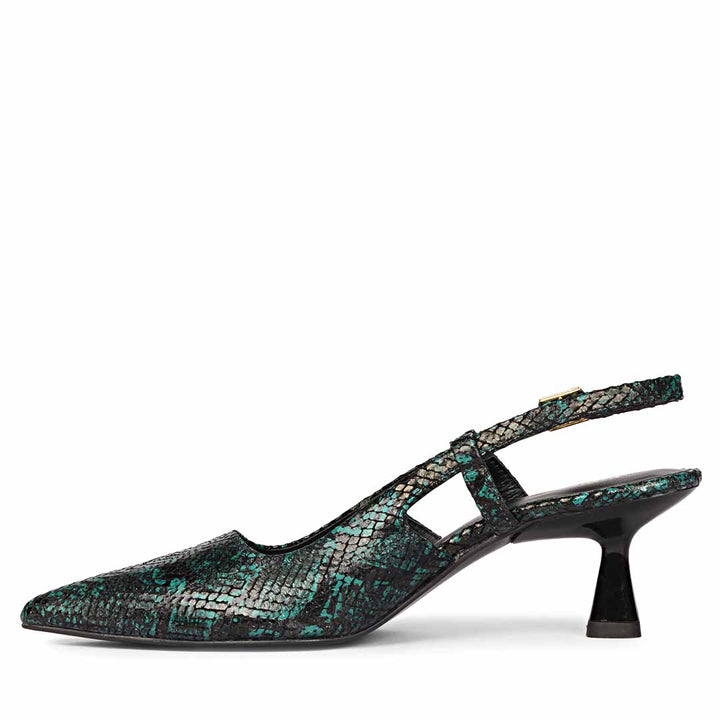 Saint Josie Green Snake Print Leather Pumps