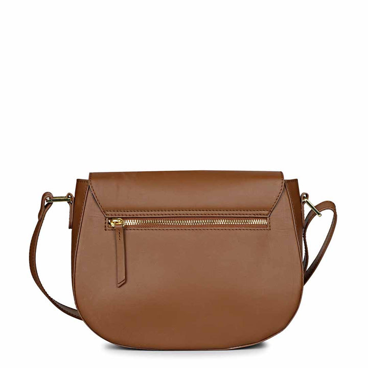 Favore Women Tan Leather Saddle Bags