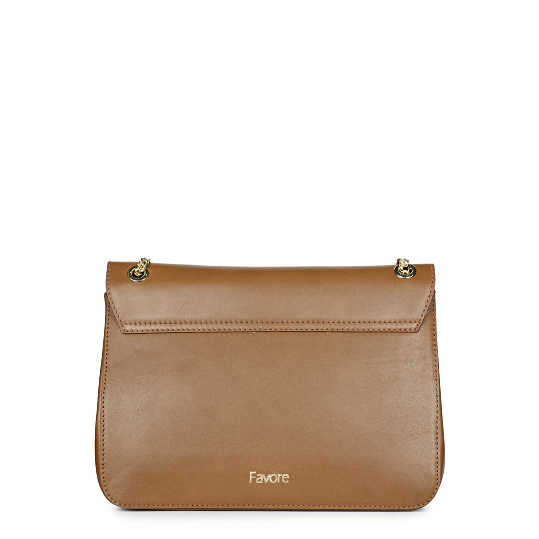 Favore Women Tan Leather Sling Satchel Bags