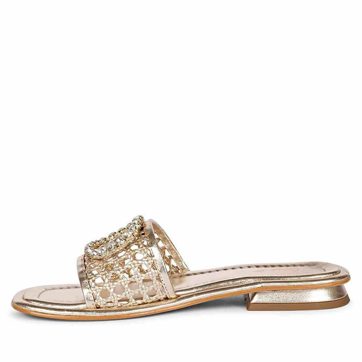 Saint Carly Gold Leather Flat Sandal