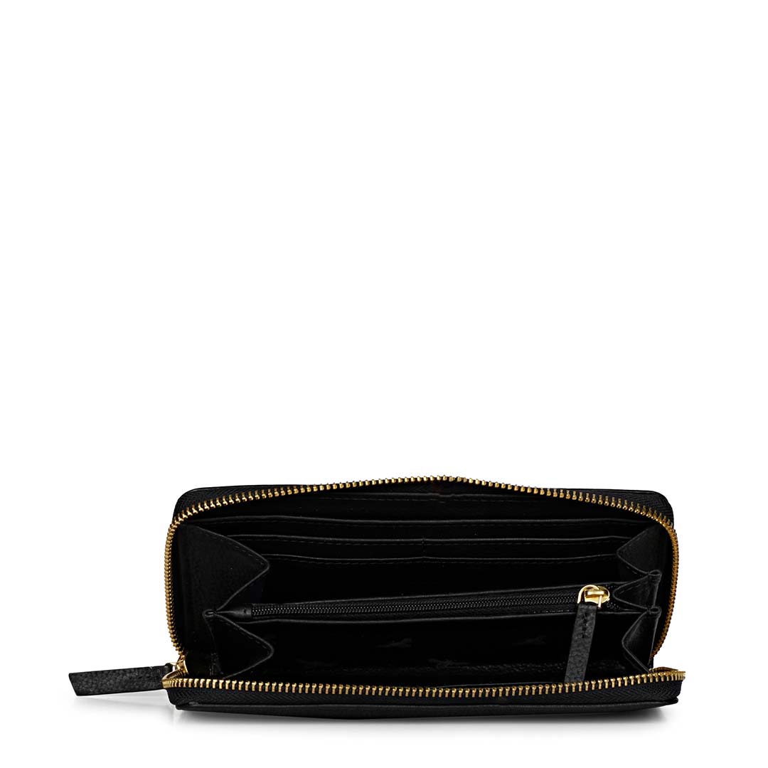 Favore Black Leather Purse Clutches