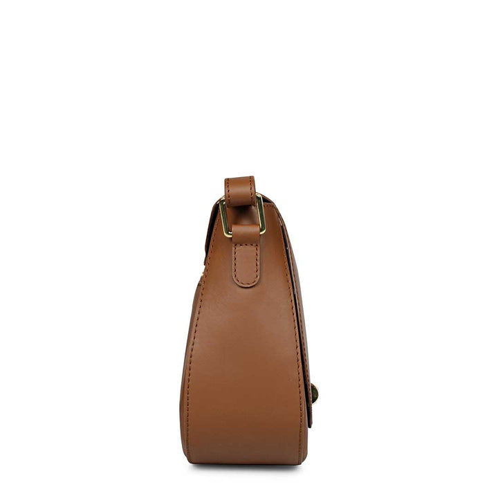 Favore Women Tan Leather Saddle Bags