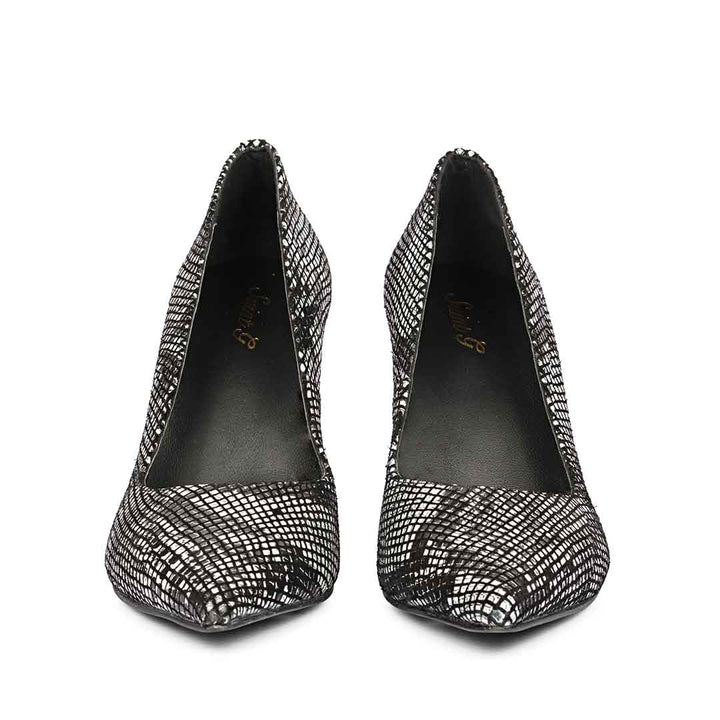 Saint Mirella Snake Print Black Leather Pumps