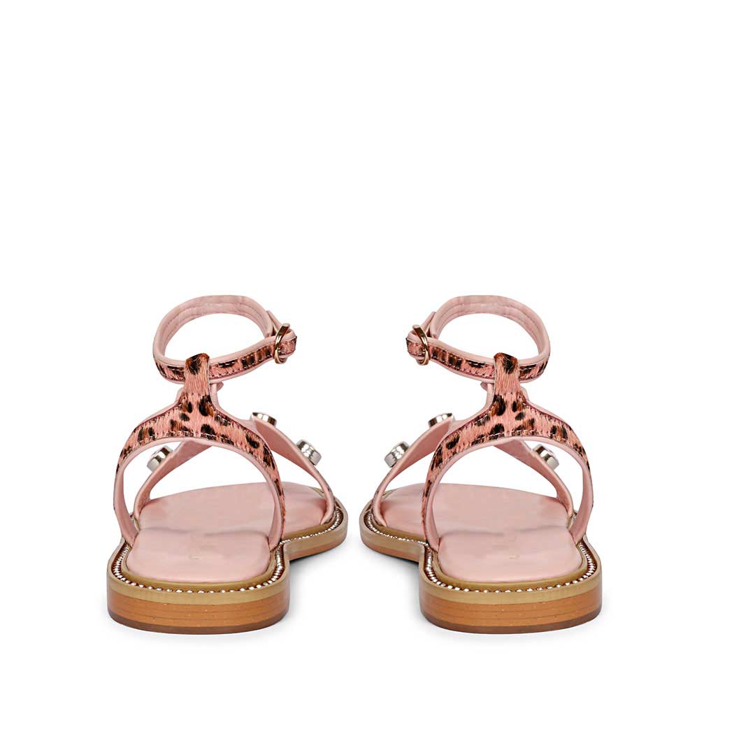 Saint Izola Stone Pink Leo Print Leather Sandals