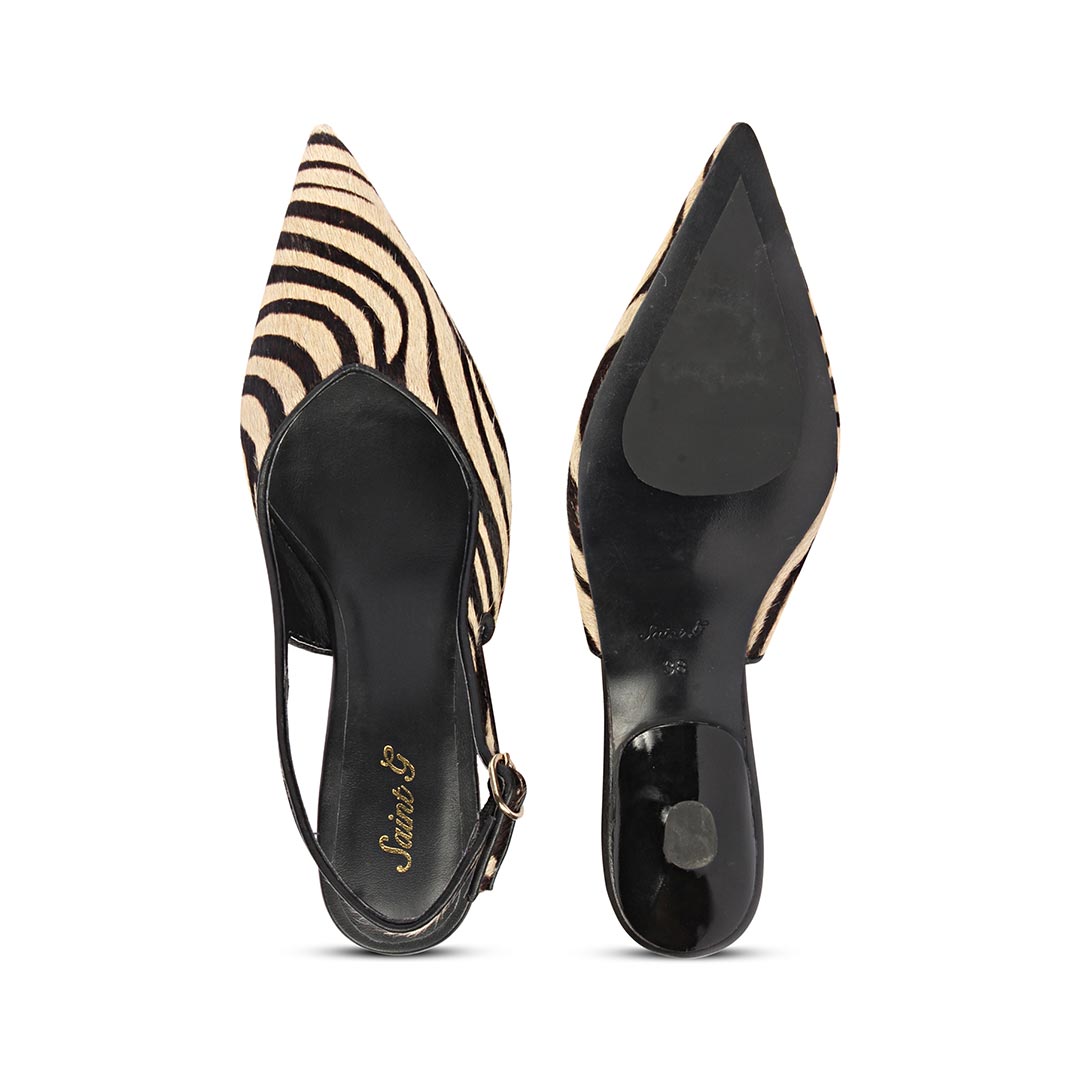 Saint Sloane Black & White Pony Zebra Print Leather Pumps