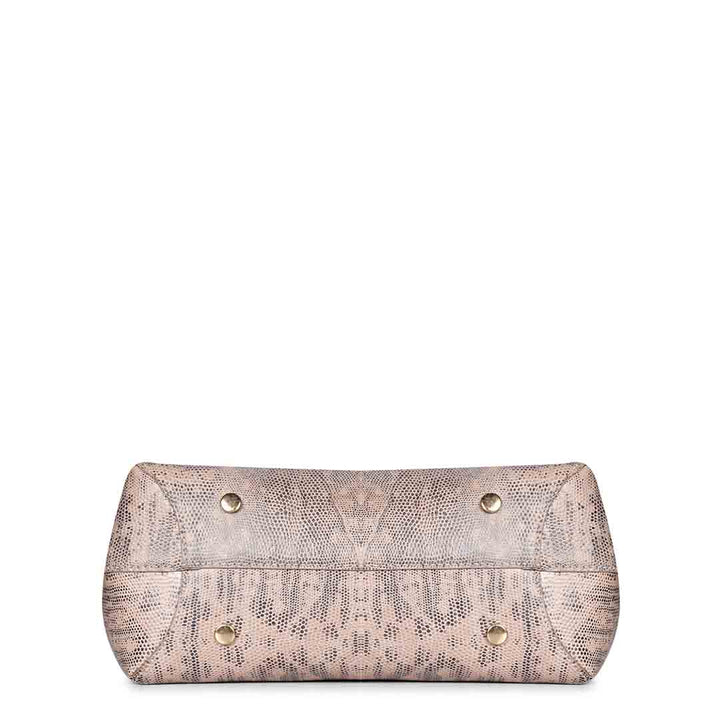 Favore Snake Print Peach Leather Satchel Bags