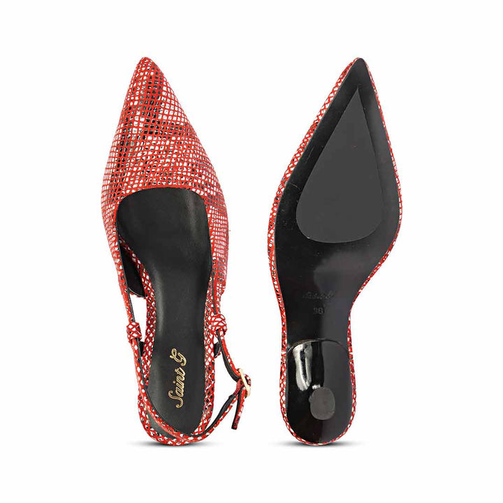 Saint Josie Red Snake Print Leather Pumps