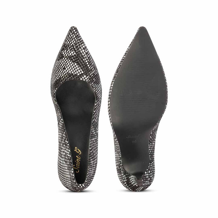 Saint Mirella Snake Print Black Leather Pumps