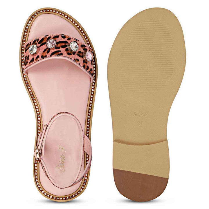 Saint Izola Stone Pink Leo Print Leather Sandals