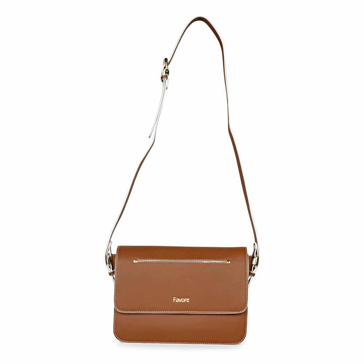 Favore Women Tan Leather Shoulder Bags