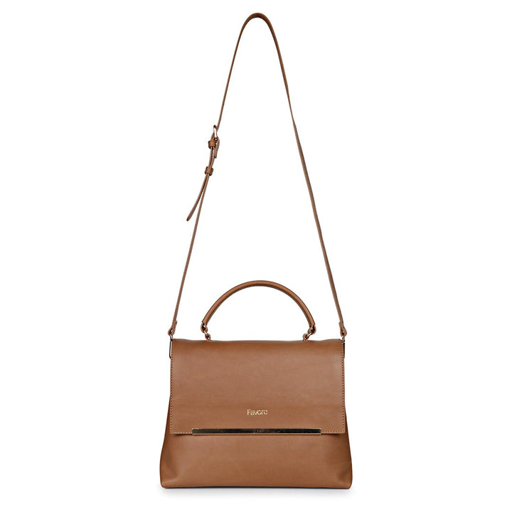 Favore Women Tan Leather Satchel Bags