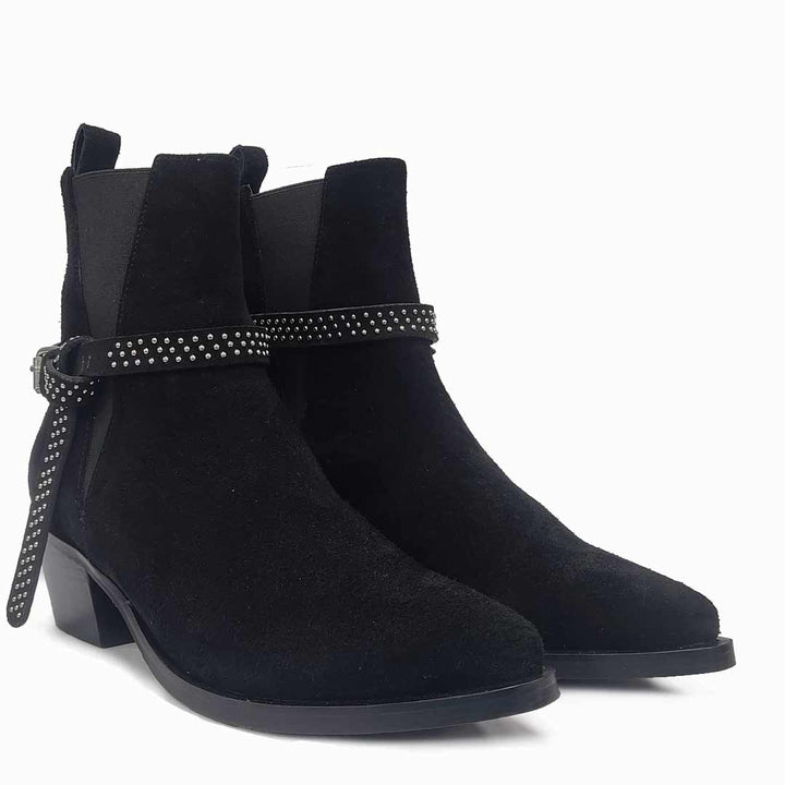 Saint Accorda Black Suede Leather Ankle Boots