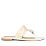 Saint Beau Stone Jeweled White Raffia Flat Sandals
