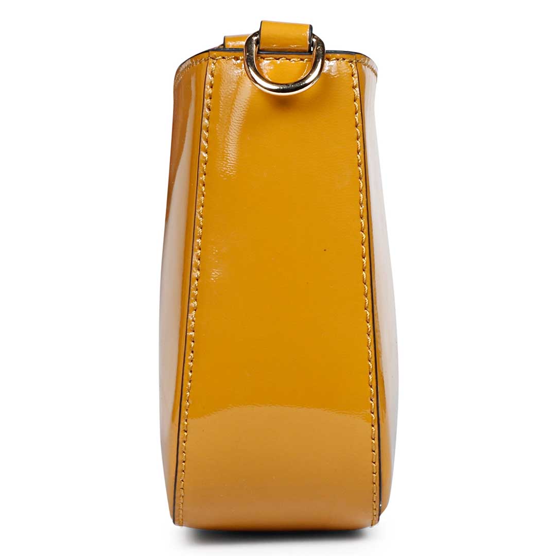 Favore Yellow Leather Structured Sling Bag