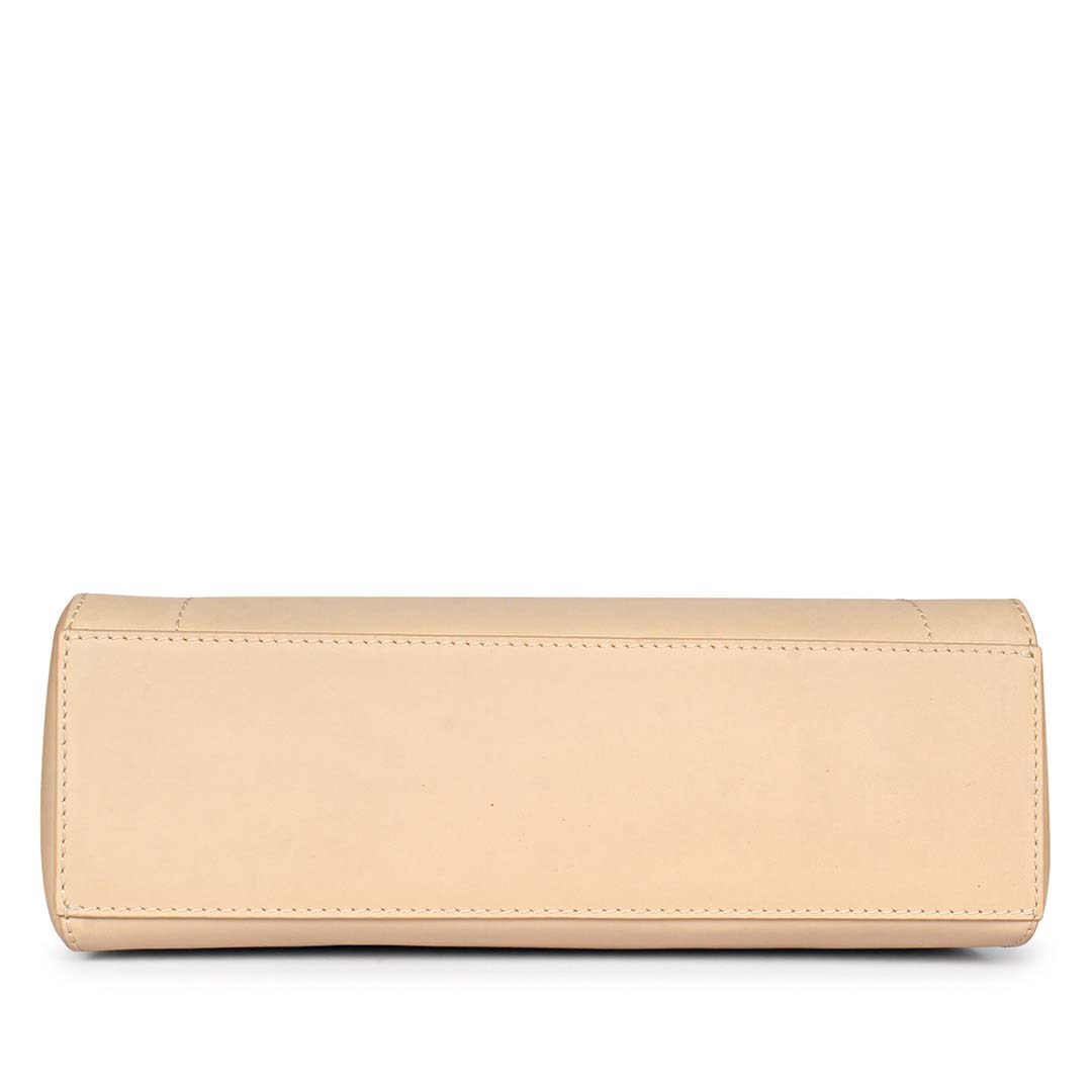 Favore Beige Women Leather Structured Sling Bag