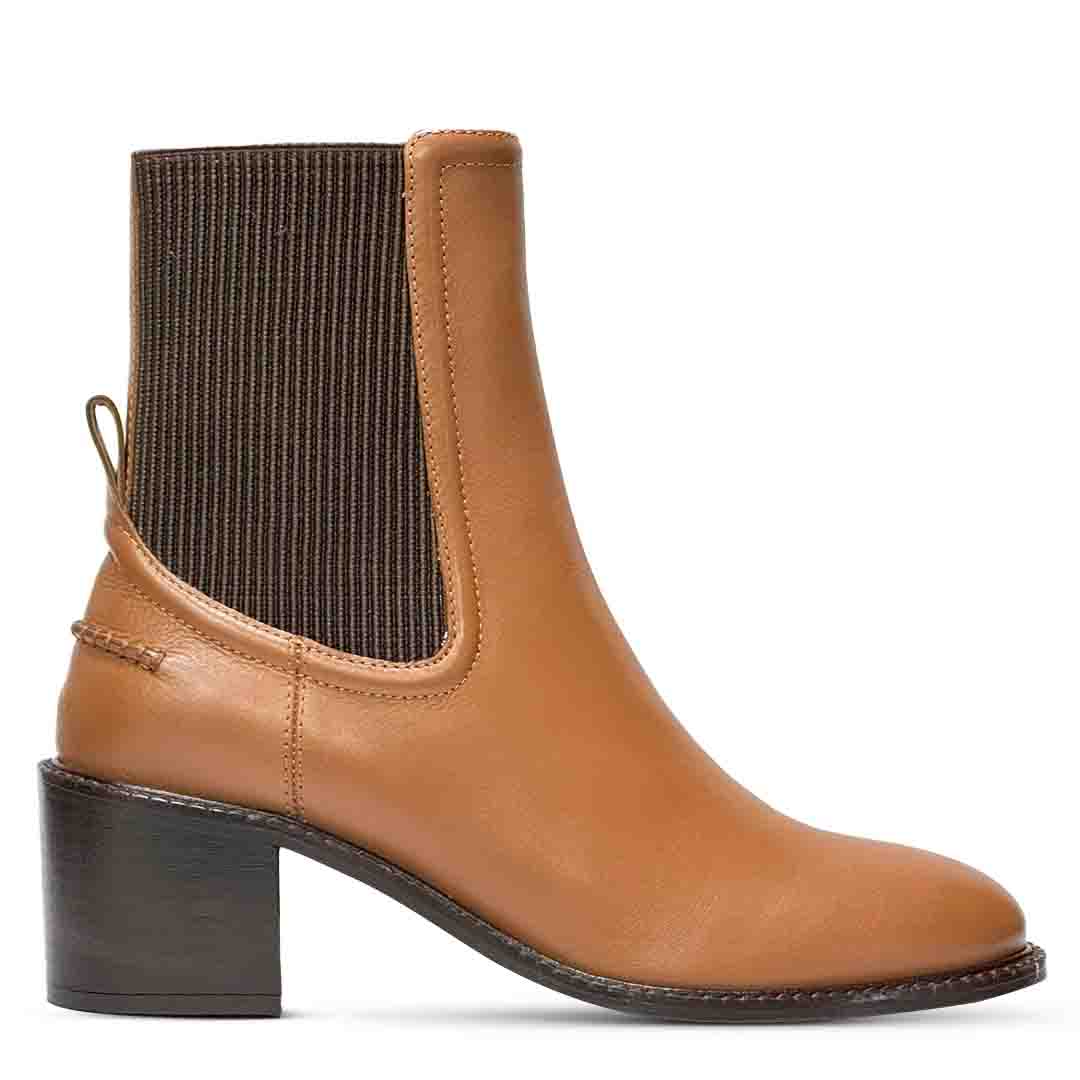 Saint Zoie Camel High Ankle Leather Chelsea Boots