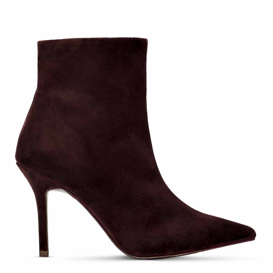 Saint Romola Wine Suede Leather Stiletto Ankle Boots