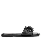 Saint Alexa Black Leather Flat Slip On