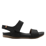 El Naturalista Black Embellished Leather Block Sandals with Buckle