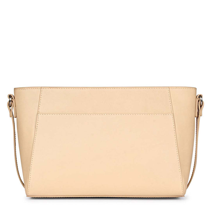 Favore Beige Women Leather Structured Sling Bag