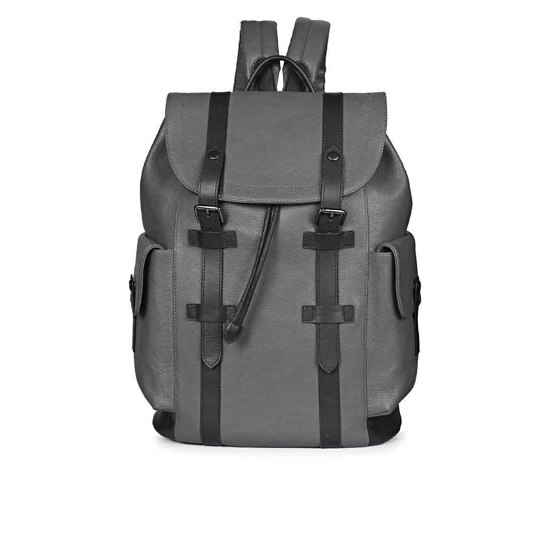 Capri Grey Leather Oversized Structured Backpacks