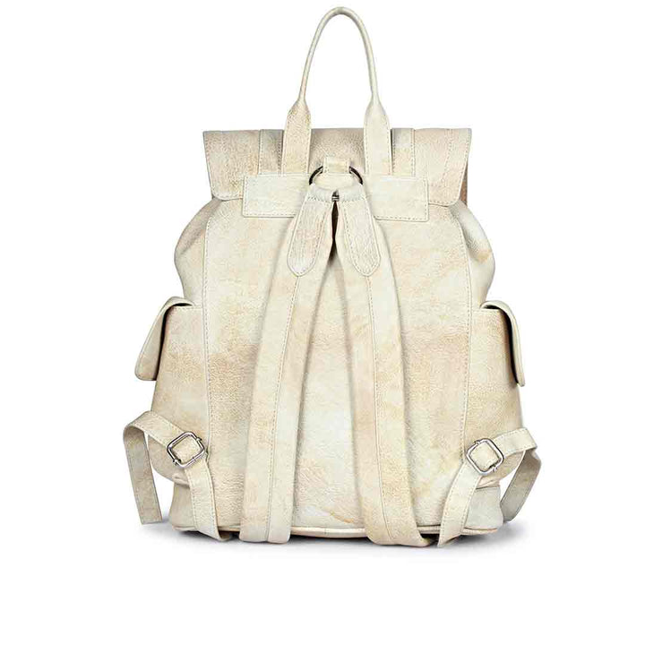 Capri Beige Leather Oversized Structured Backpacks