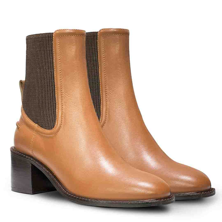 Saint Zoie Camel High Ankle Leather Chelsea Boots