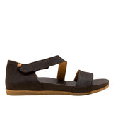 El Naturalista Black Embellished Leather Block Sandals with Buckle