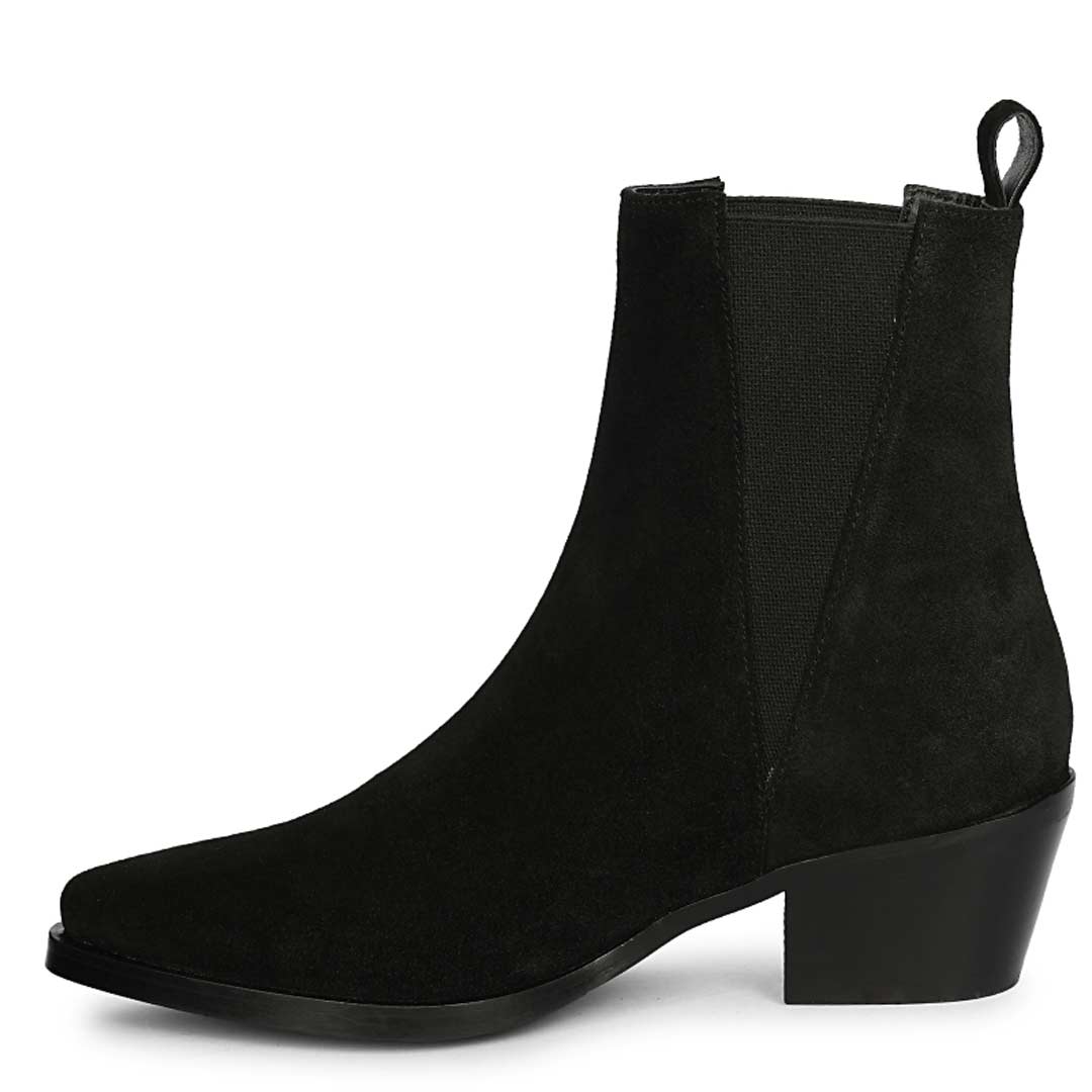 Saint Accorda Black Suede Leather Ankle Boots