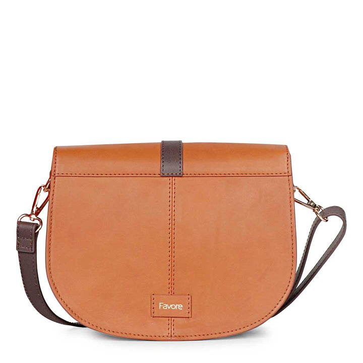 Favore Women Brown Leather Saddle Bags