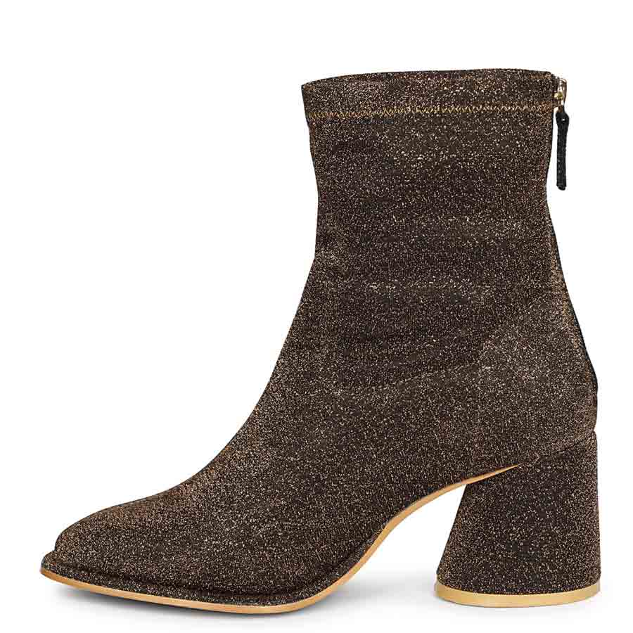 Saint Saveria Bronze Metallic Stretch Fabric Ankle Boots